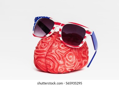 Toy Brain Wearing USA Sunglasses