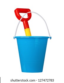 Toy Bucket And Spade Isolated On White Background