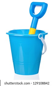 Toy Bucket And Spade Isolated On White Background