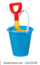 Toy Bucket And Spade Isolated On White Background