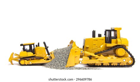 toy bulldozers isolated on white background