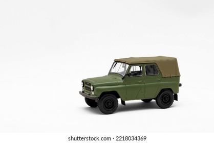 toy car. 4x4 suv car isolated on white background. vintage model
