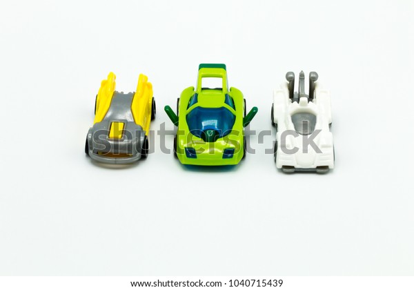 Toy car isolated on white background. It copy
space and selection focus.