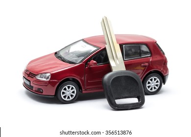 Toy Car And Keys Car On White Background