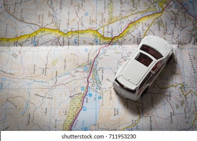 Toy car on a map