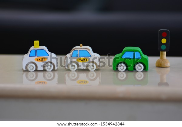 toy car parking with the traffic light for\
children playing