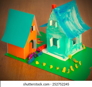 Toy Cardboard Houses. Instagram Image Style