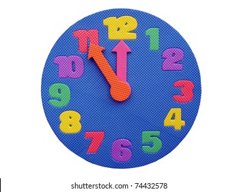 Toy Clock For Kid, Isolated On White