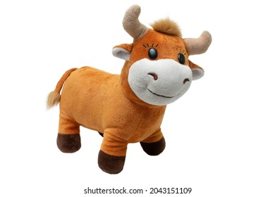 Toy Cow Soft Isolated On White Background.