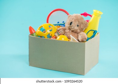 Toy. Donation Box With  Unwanted Items For Poor