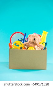 Toy. Donation box with  unwanted items for poor
