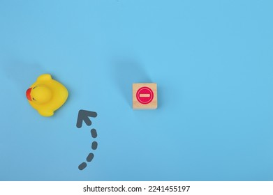 Toy duck back turned with no entry symbol. - Shutterstock ID 2241455197