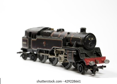 Toy Electric Model Train On White Background