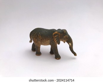 Toy Elephant Figurine. Isolated On White Background