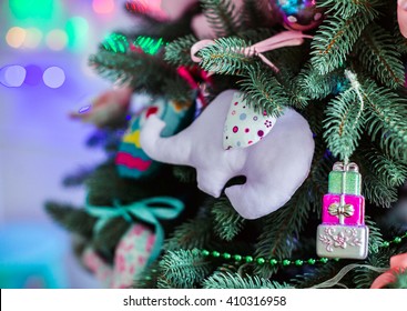 toy elephant on a Christmas tree