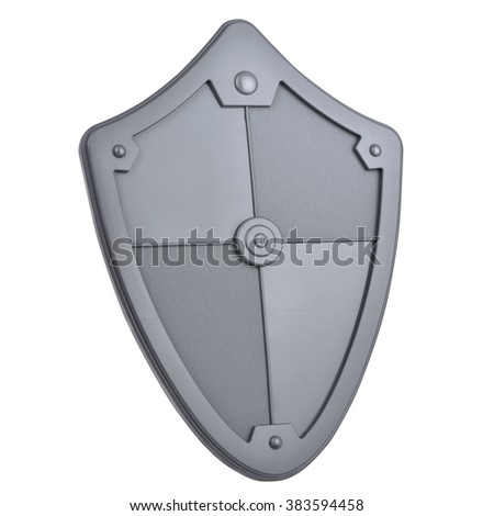 Toy empty shield isolated over white background with working path