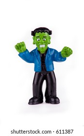 Toy Frankenstein Figure Isolated On White. Contains Clipping Path Or Outline