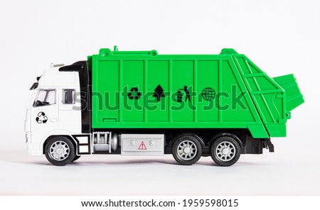 Toy Garbage Truck Isolated on White with Shadows