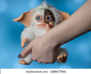 toy Gremlin Gizmo, hand made in a mixed technique from faux fur and polymer clay - Shutterstock ID 1888477846