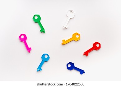 toy keys, multi-colored keys, house keys