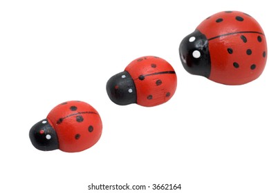 Toy Ladybirds Isolated On White