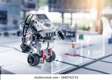 Toy Lego Smart Robot AI Artificial Intelligent Stem School Kids Learning Education Technology Building Block Creative Ideas Construction Development Programming Analysis, Graphical Icons UI Screen