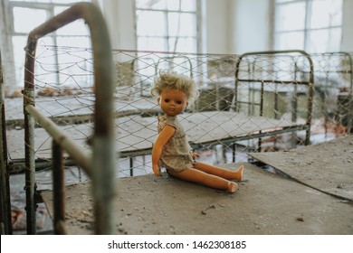 Toy In The Middle Of Hospital Beds In Pripyat. Chernobyl Exclusion Zone.