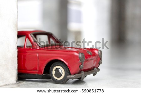 Toy model car, old red car