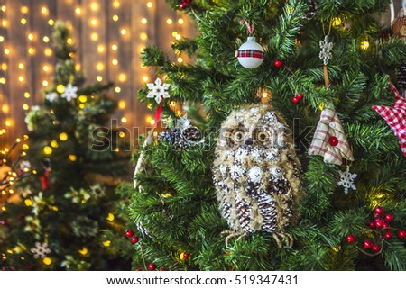 toy owl on a green christmas tree christmas tree decorated with toys balls - Christmas Tree Decorated With Owls toy owl on a green christmas tree christmas tree decorated with toys balls - Christmas Tree Decorated With Owls