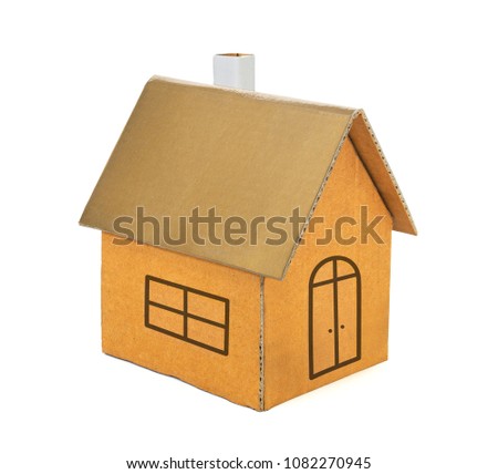 toy paper box house isolated on white background 