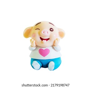 Toy Pig Isolated On White Background.