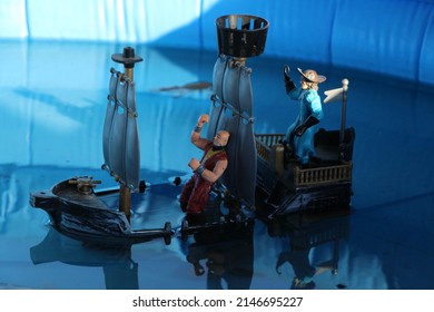 toy pirate ship in the water