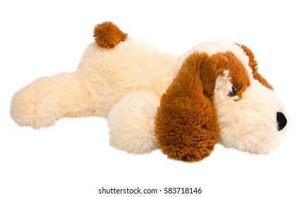 A Toy. Plush Brown Teddy Bear Lying On A Blanket.