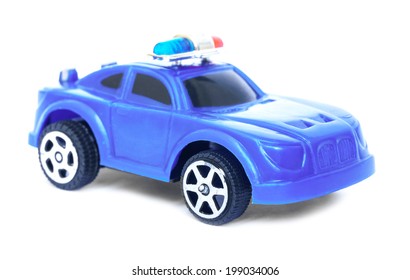 Toy Police Car On White