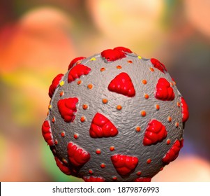 Toy Rubber Ball Made To Look Like A Mutant Coronavirus
  Model Of A Mutant Strain Of COVID-19