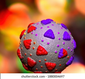 Toy Rubber Ball Made To Look Like A Mutant Coronavirus
  Model Of A Mutant Strain Of COVID-19