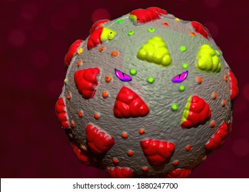 Toy Rubber Ball Made To Look Like A Mutant Coronavirus
  Model Of A Mutant Strain Of COVID-19
  UK Variant Of COVID-19 Strain
