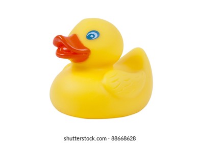 Toy Rubber Ducky Isolated On White Ground