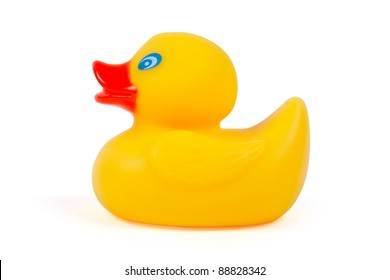 Toy Rubber Ducky Isolated On White Ground