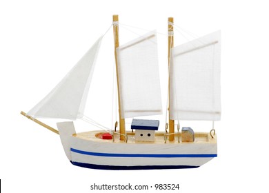 Toy Sailing Boat On White Background