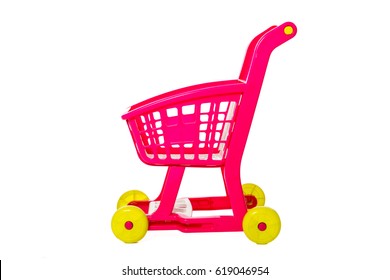 A Toy Shopping Trolley Isolated In Isolated White Background