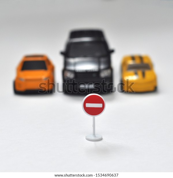 Toy sign travel is prohibited prohibits\
travel toy cars. The game rules of the\
road