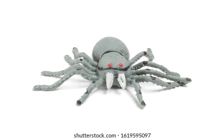 Toy Spider Isolated On White. Comic Horror For Halloween.