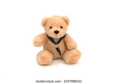 Toy teddy bear isolated on white background.
