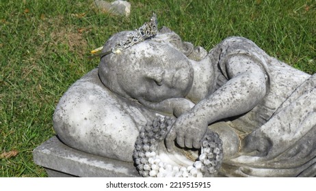 Toy Tiara Placed On The Head Of Old Child Grave; Charleston, South Carolina.