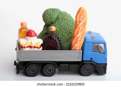 Toy Truck Carrying Food Shopping At Home