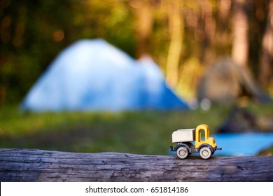 Toy Truck On A Log