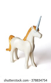 Toy Unicorn Over White Background
