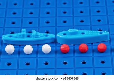 Toy War Ships With Missiles From Board Games Are In The Imaginary Maritime Boundary