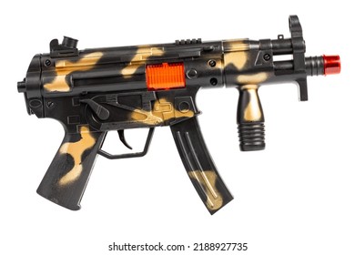 Toy Weapon Machine Gun Isolated On White Background. Toy Pistol. Toy Weapon.